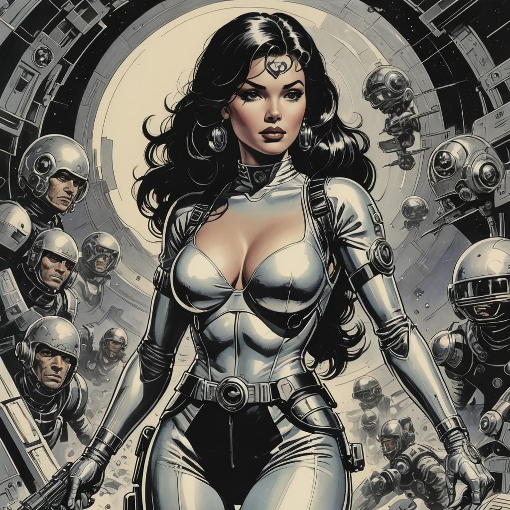 Sci-Fi Warrior Woman in Comic Art Style