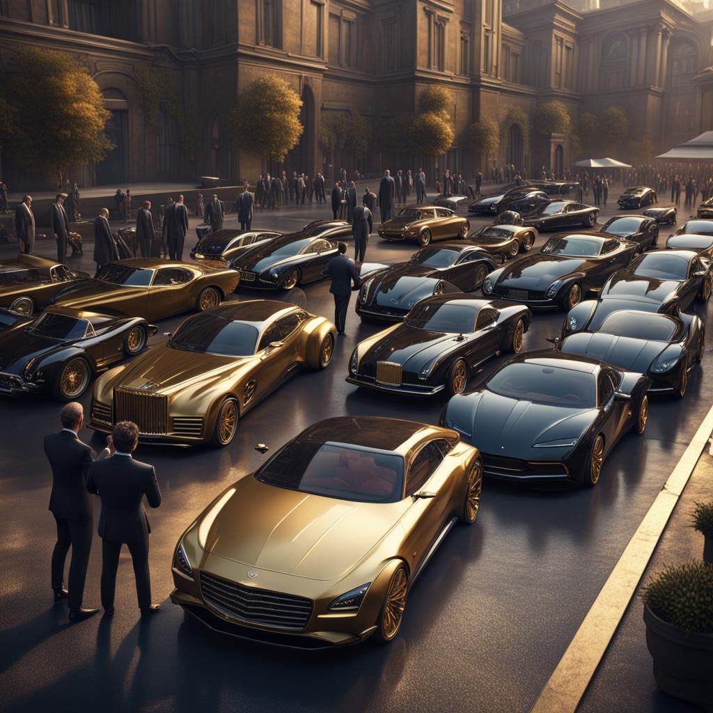 Billionaires' Car Meet: Extravagant Fantasy Art