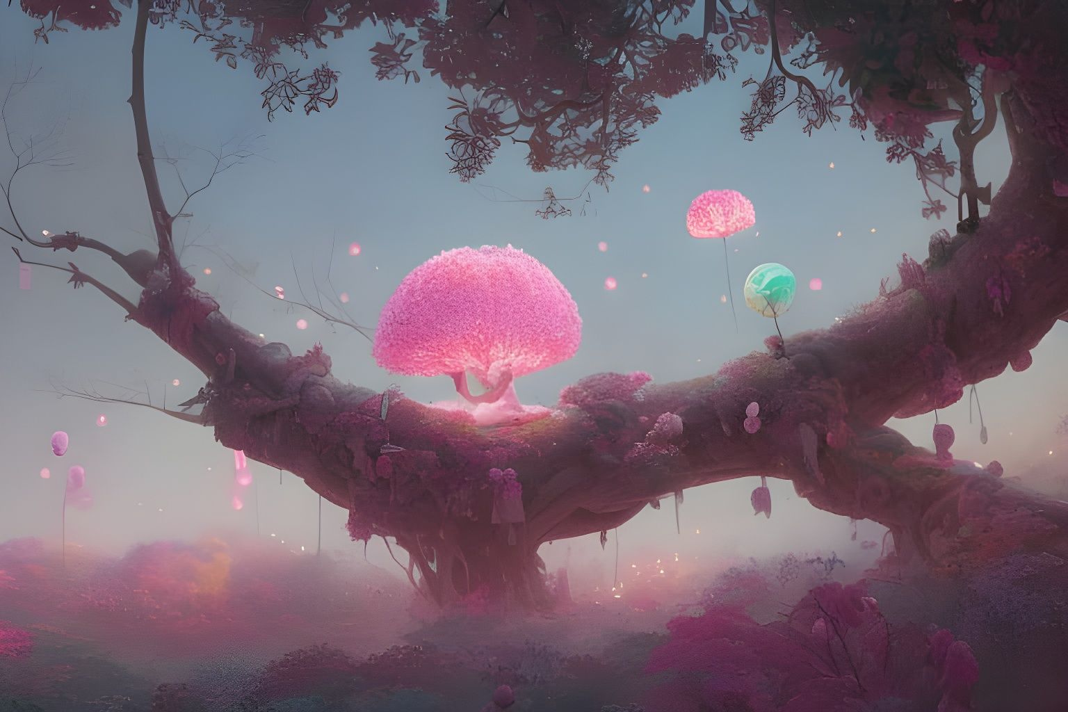 Pink Bubblegum Treehouse in Sci-Fi Fantasy Style