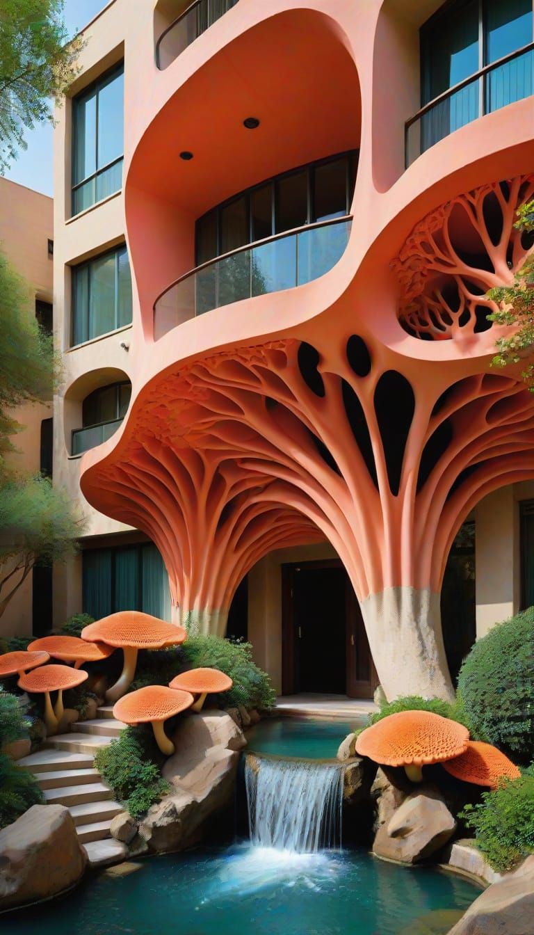 Mushroom and cauliflower facade