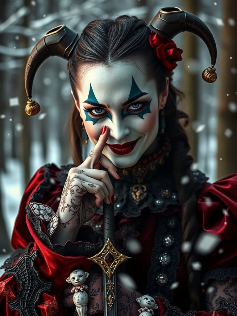 Harlequin Woman: Victorian Secrecy in Hyperrealistic Style