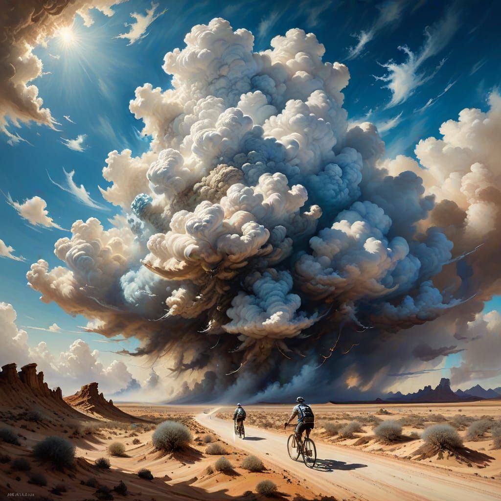 Surreal Cloud Creature Emerges from Desert Landscape