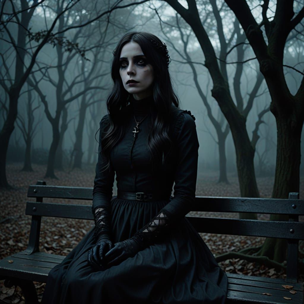 Eugenia in a Dark, Moody Gothic Forest