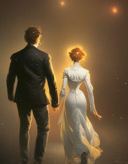 Victorian Couple at Night: Hyperdetailed Portrait