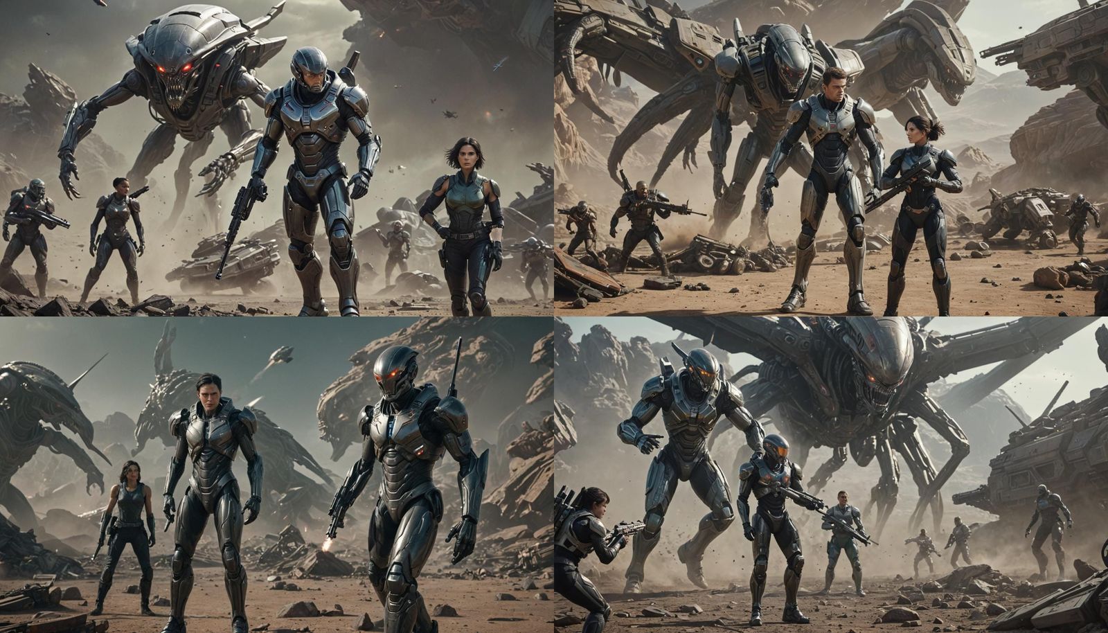 Humans vs AI Drones Battle on Alien Planet