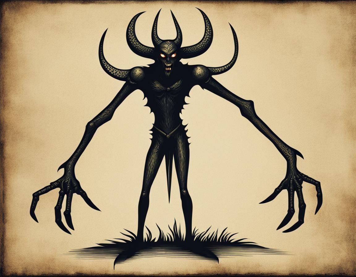 Medieval Shadow Demon in 1700s Art Style