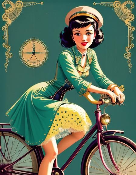 Vintage Bicycle Illustration with Spot Color