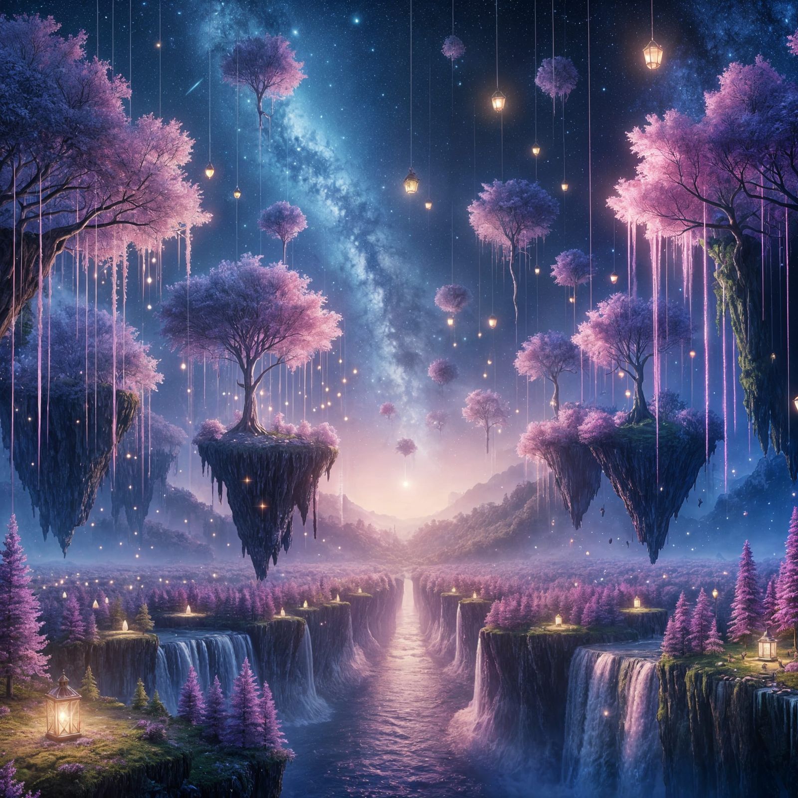 Floating Cotton Candy Forest: A Surreal Fantasy Dreamscape