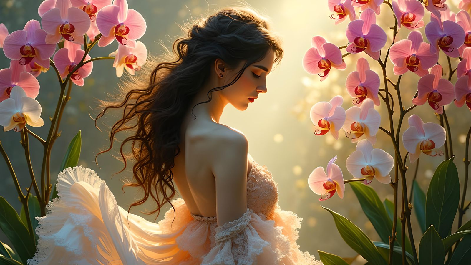 Orchid Woman in an Orchid Garden