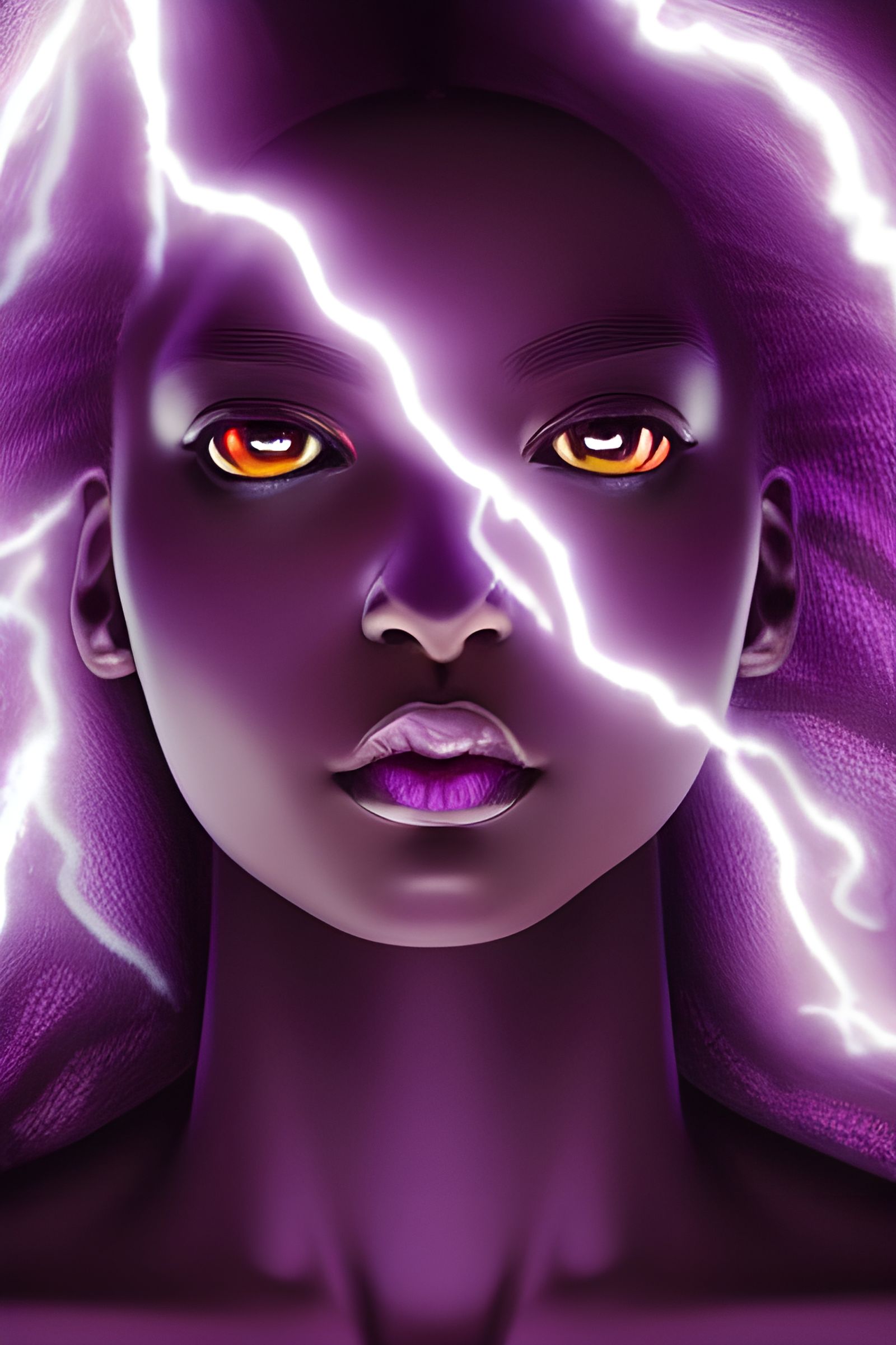 Purple Lightning Woman: Hyperdetailed Retrofuturist Art
