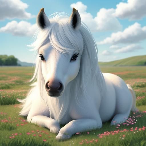 Cute Shetland Pony Foal in Manga Style