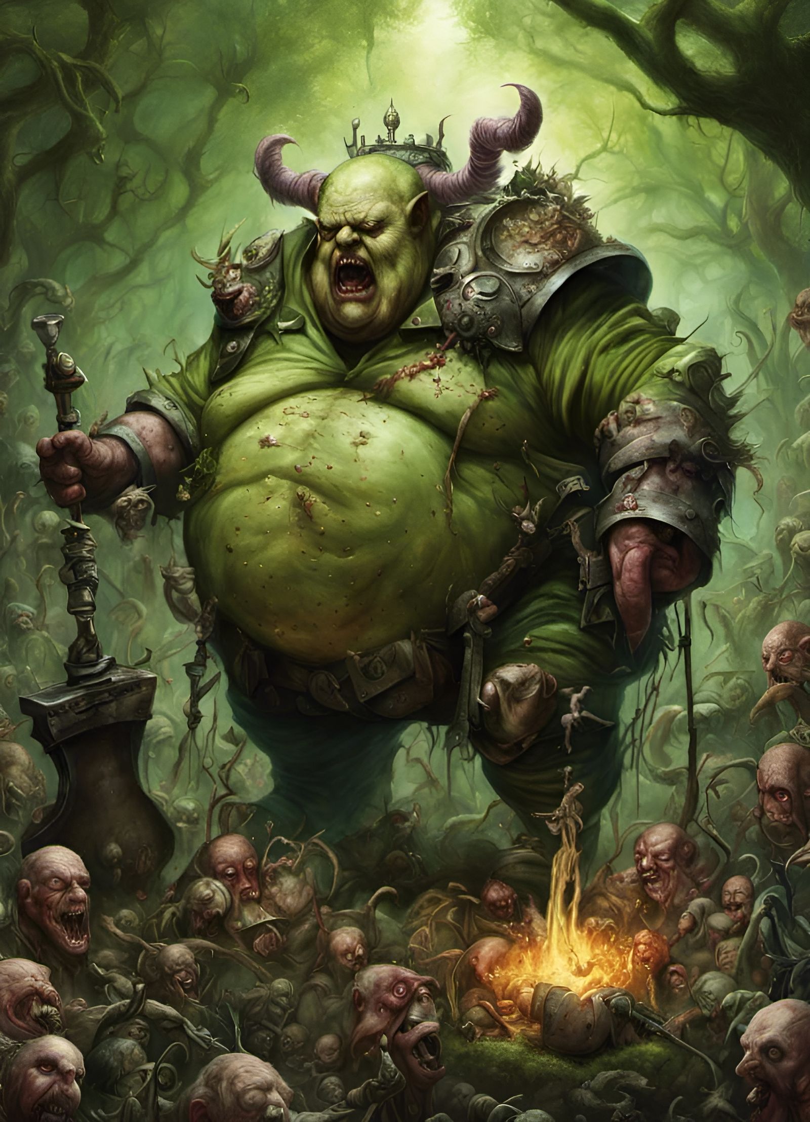 Warhammer 40K's Nurgle in His Garden of Decay