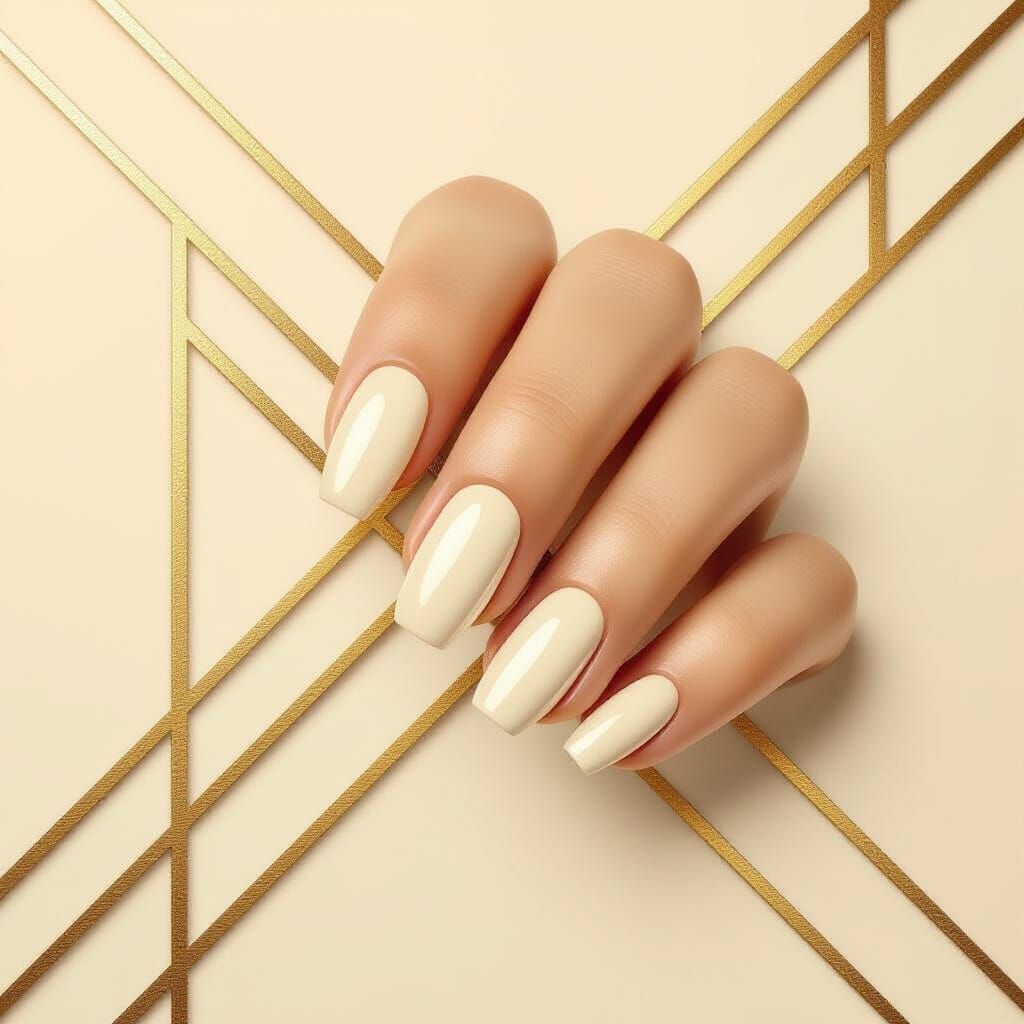 Art Deco Nail Design with Golden Diagonals