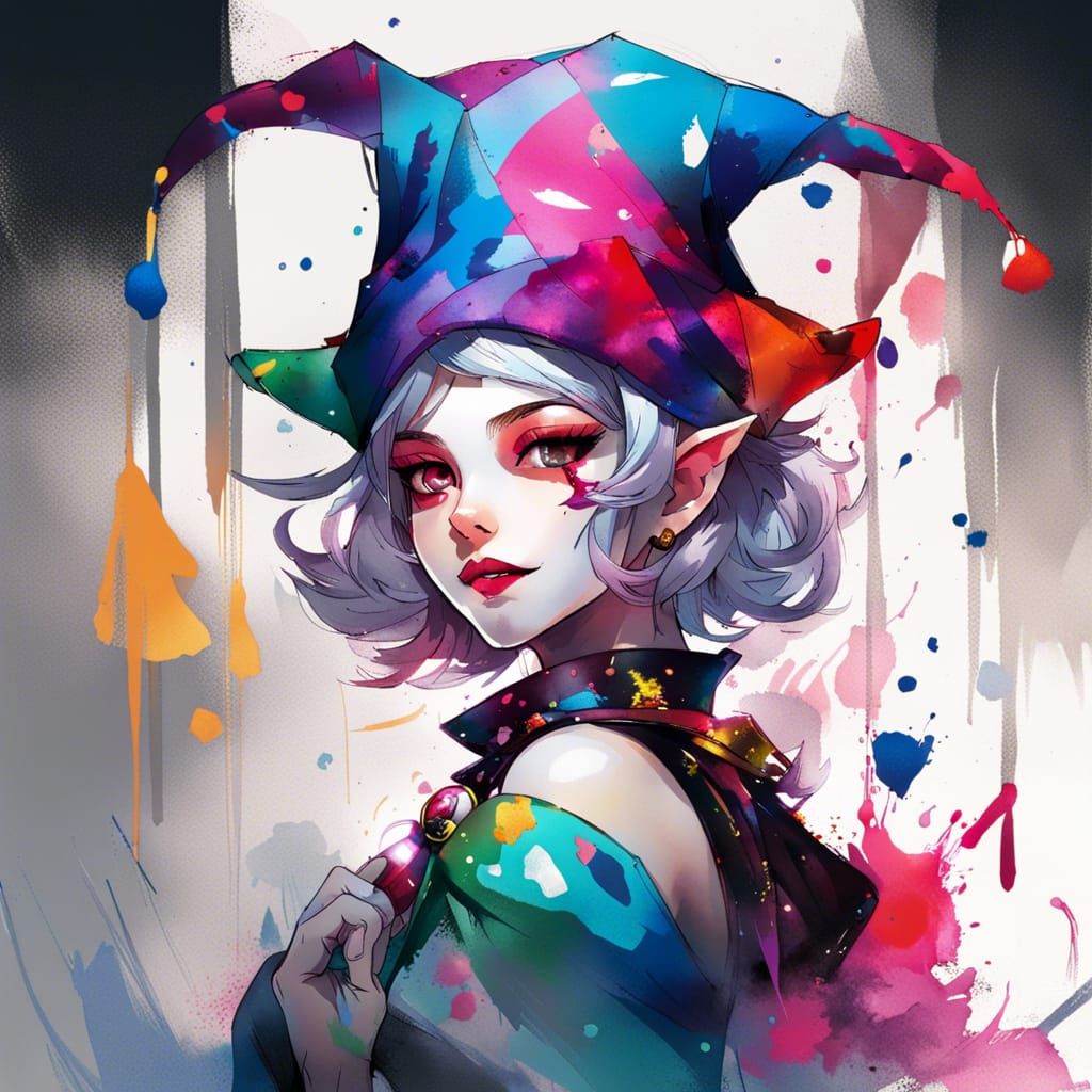Cute Jester Princess in Anime Style