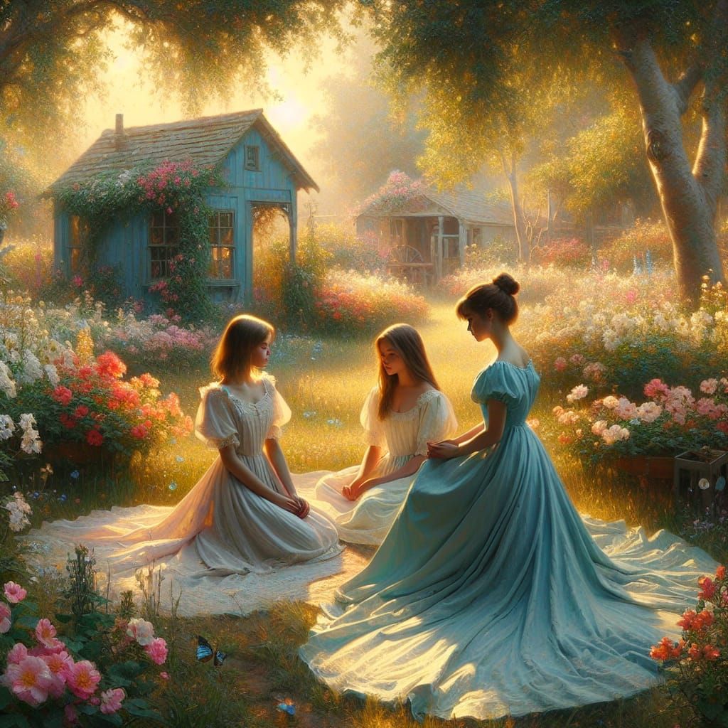 Dreamy Summer Scene in a Lush Garden with Soft Focus