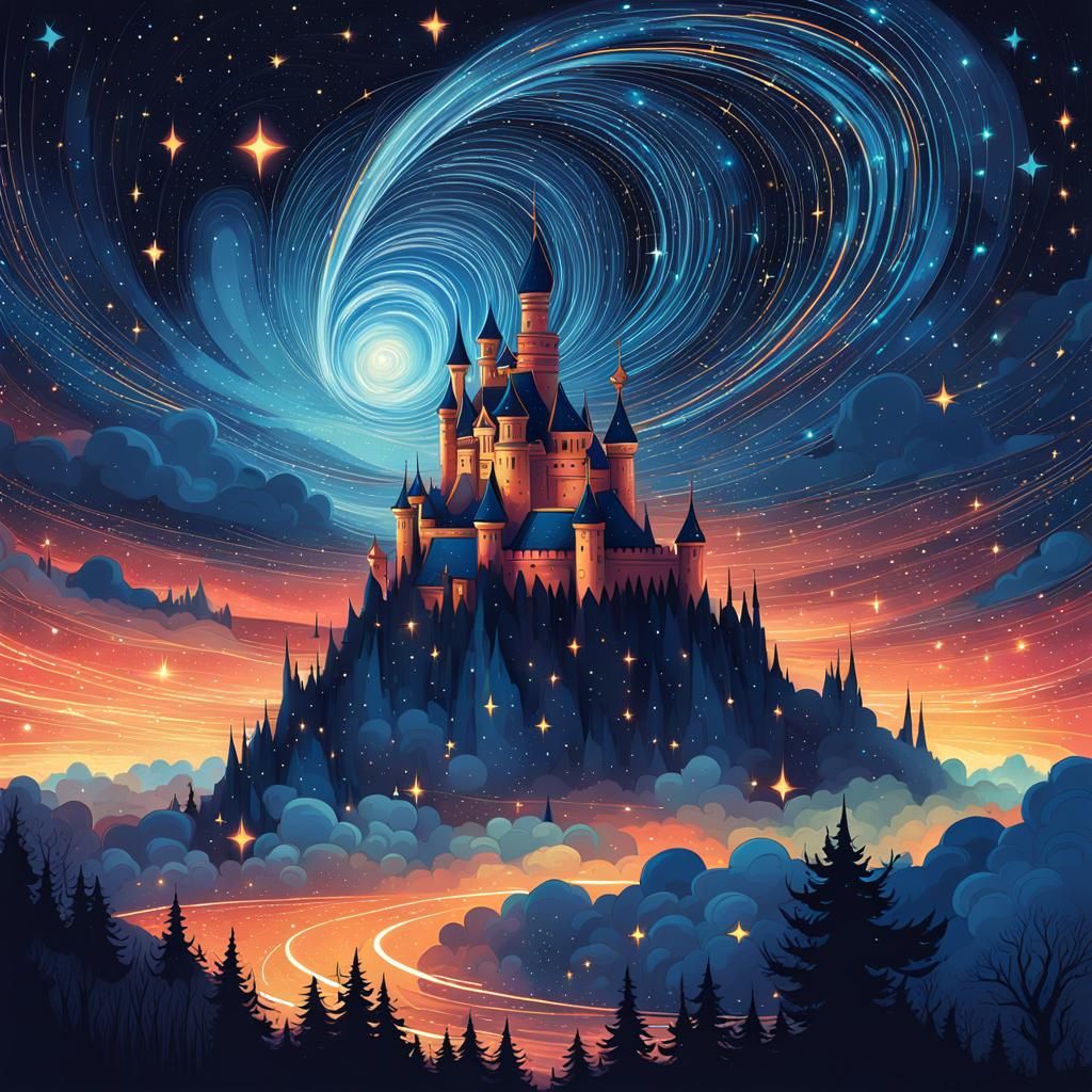 Enchanting Castle in the Clouds: Digital Art