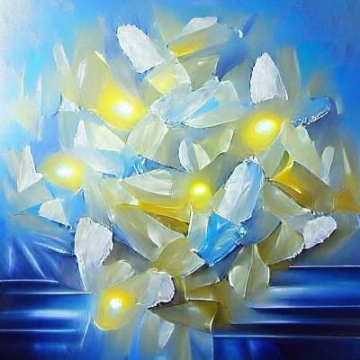 Radiant Light Energy Crystals in Oil Painting Style