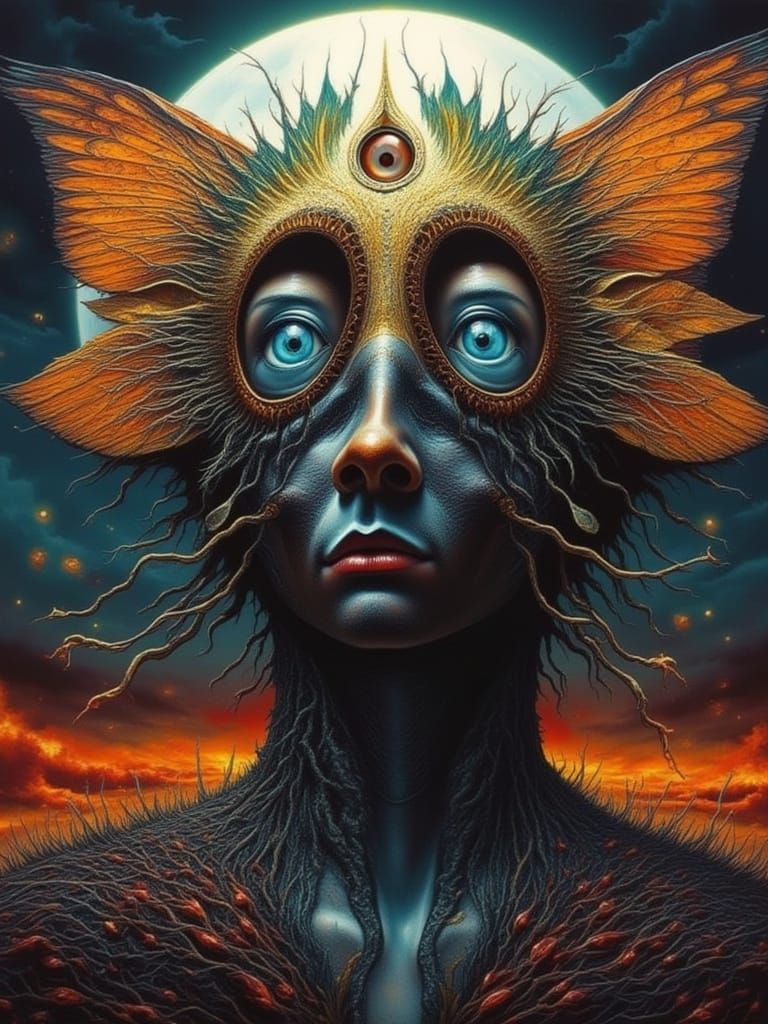 Eldritch Man Dressed as Flower in Smoke