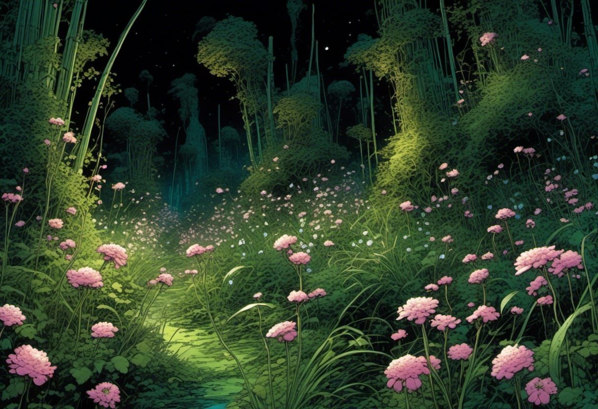 <lora:Beautify:1.0> Small pink and white flowers on tall gre...