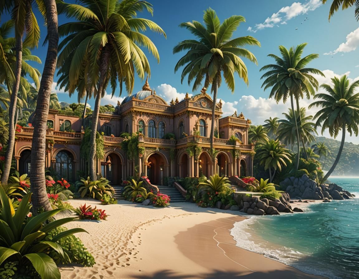 Enchanting Palm Beach Haven in Detailed Matte Painting