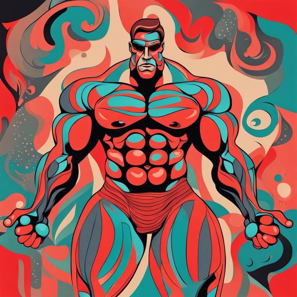Abstract Muscle Man Holiday in Complementary Colors