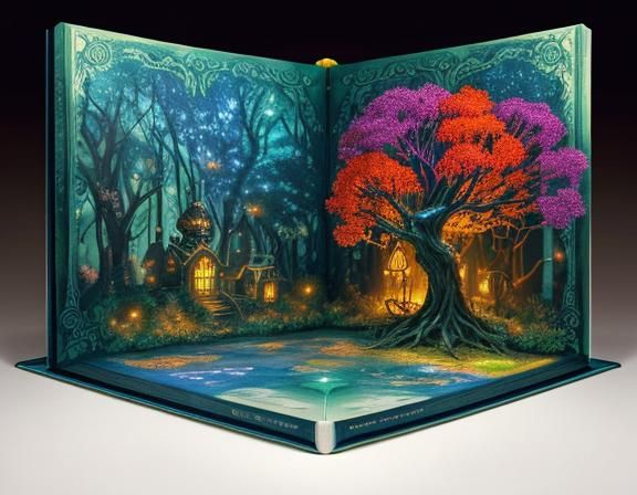 Magical Forest Pop-Up Book: Hyperrealistic Splash Art