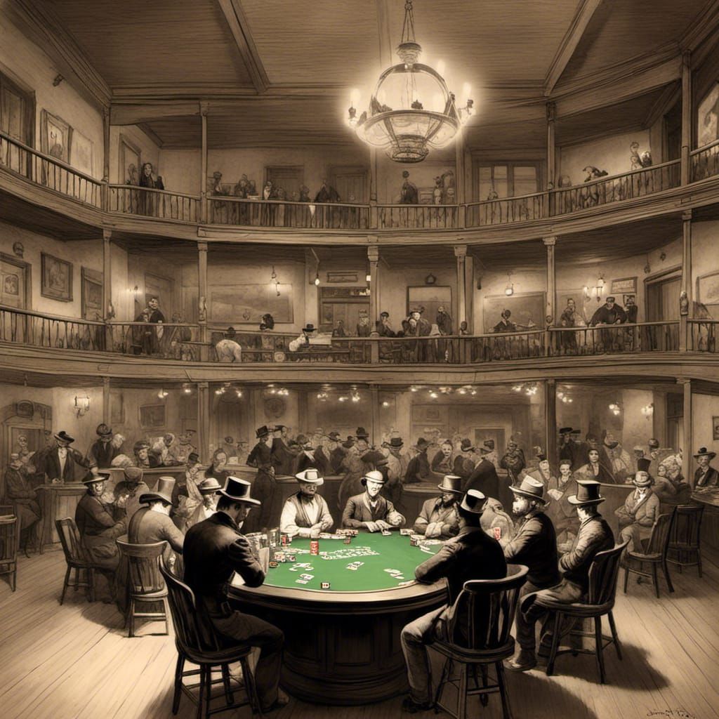 Bustling 1800s Saloon with Poker and Ladies