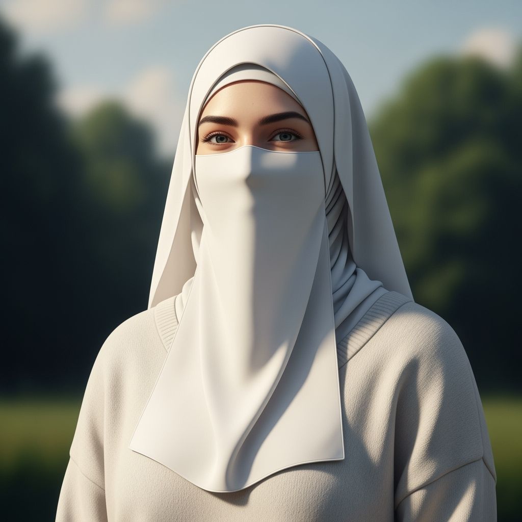 Beautiful Niqabi Woman Portrait in Botanic Garden