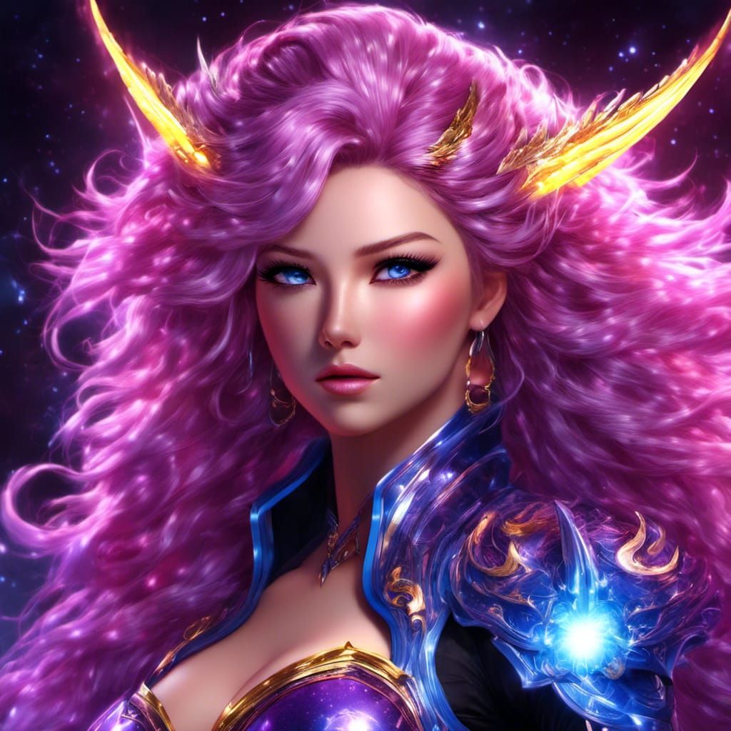 Winged Pegasus in Electric Nebula Suit: 3D Rendering