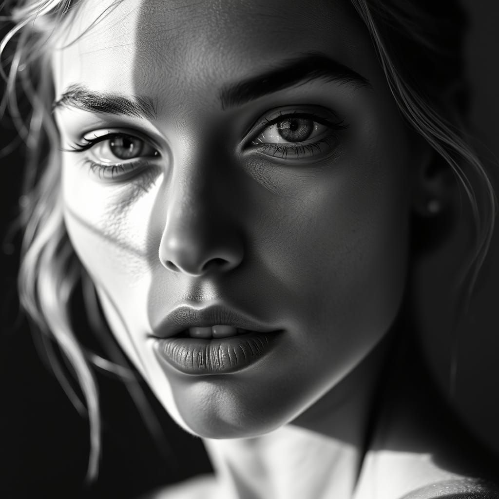 Moody Supermodel Portrait in Cinematic Black and White