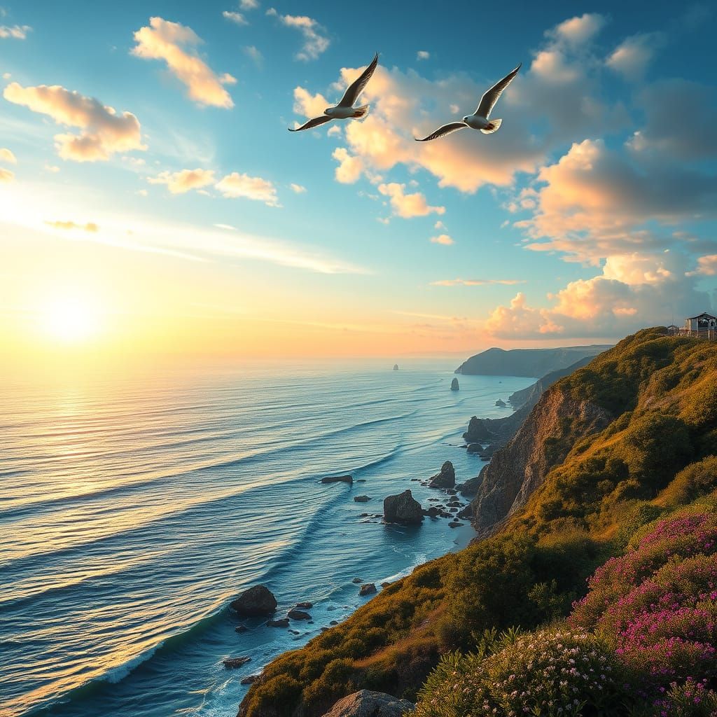 Breathtaking Coastal Summer Landscape at Dawn