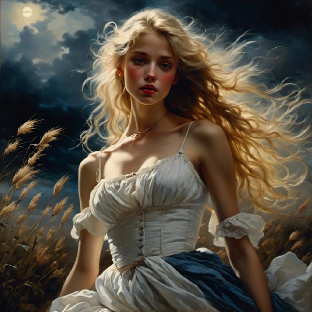 Gypsy Woman in Starry Night, Chiaroscuro Style