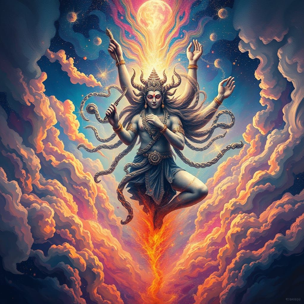 Surreal Bhairava Cosmic Dreamscape in Neo-Expressionist Oil ...