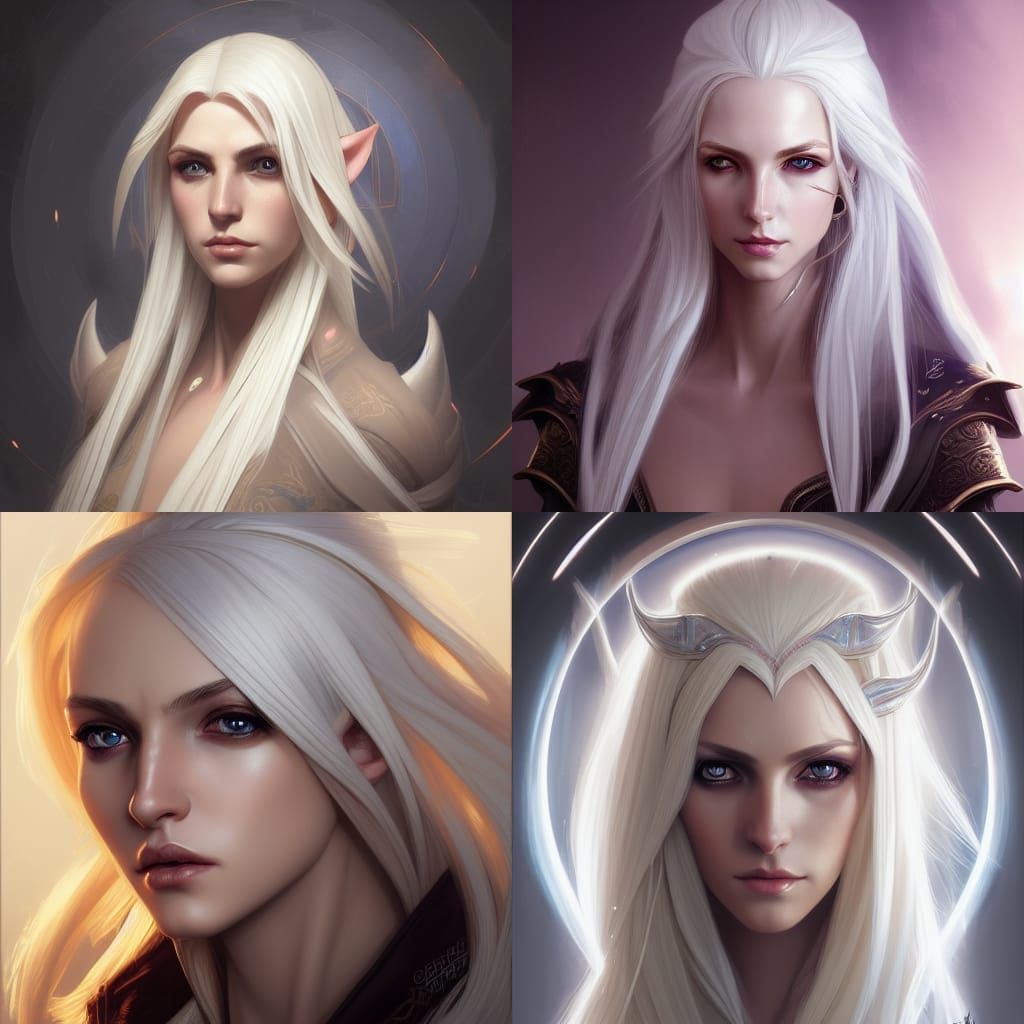 High Elf Mage Portrait in Hyperdetailed Style