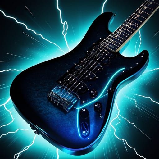 Electric Guitar Ablaze with Neon Lightning
