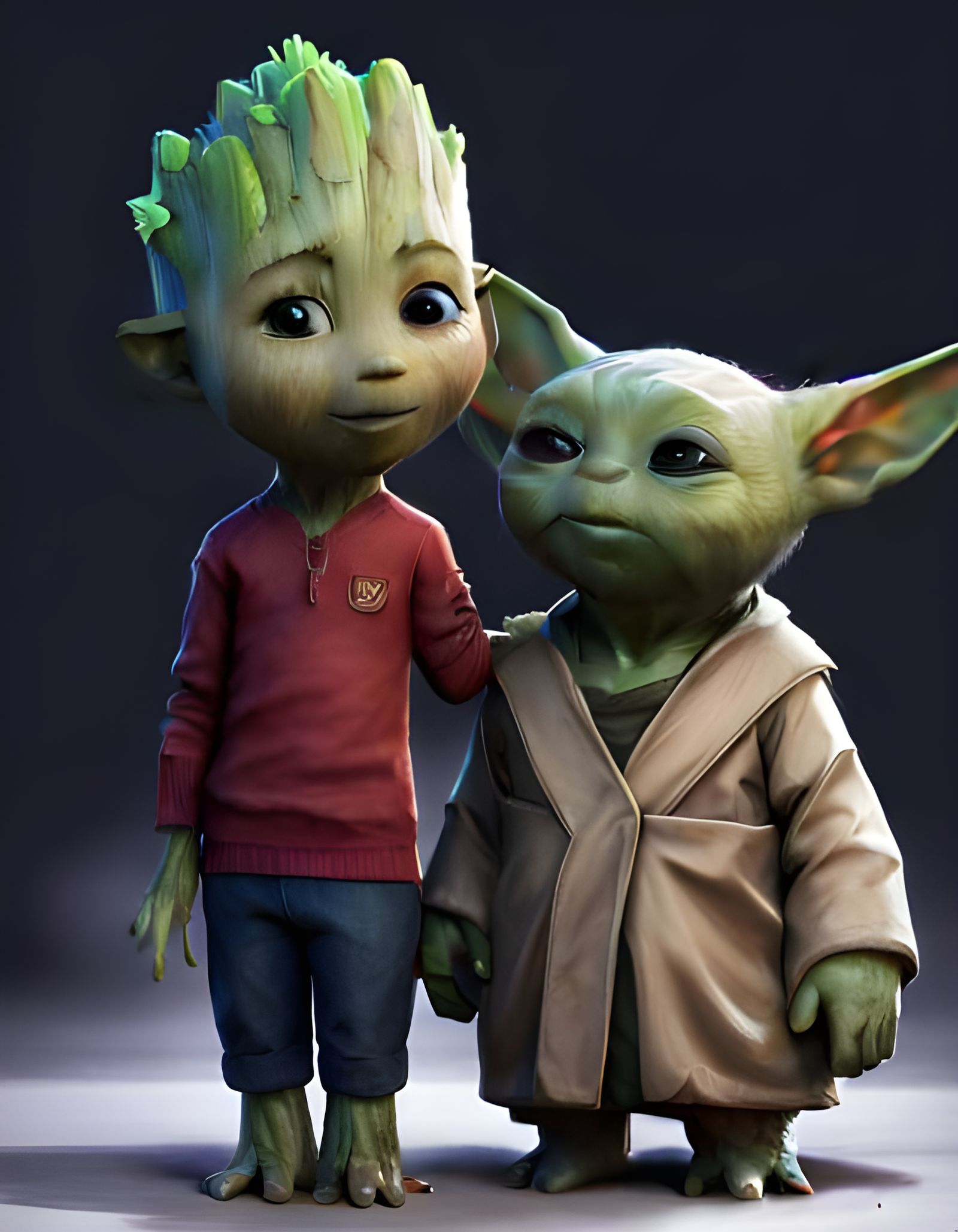 Groot and Baby Yoda Mashup in Pixar Style
