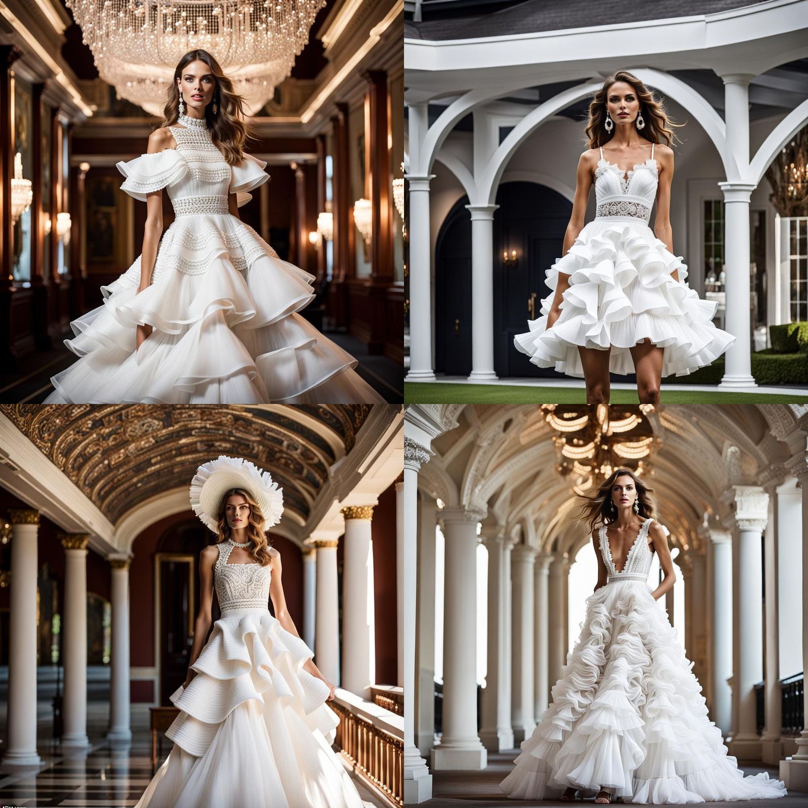 American Model in White Dress Bathed in Sunlight