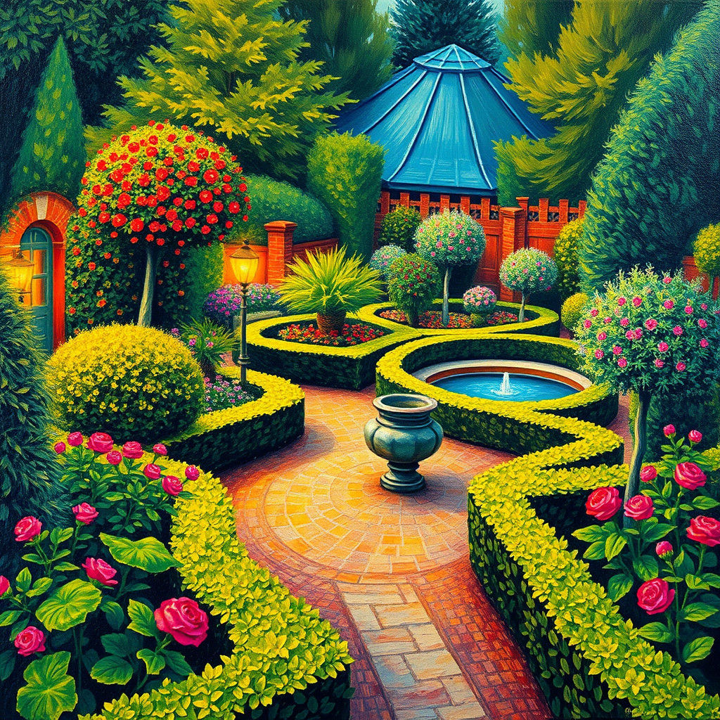 Illuminated Parterre Garden in Neo-Impressionistic Style