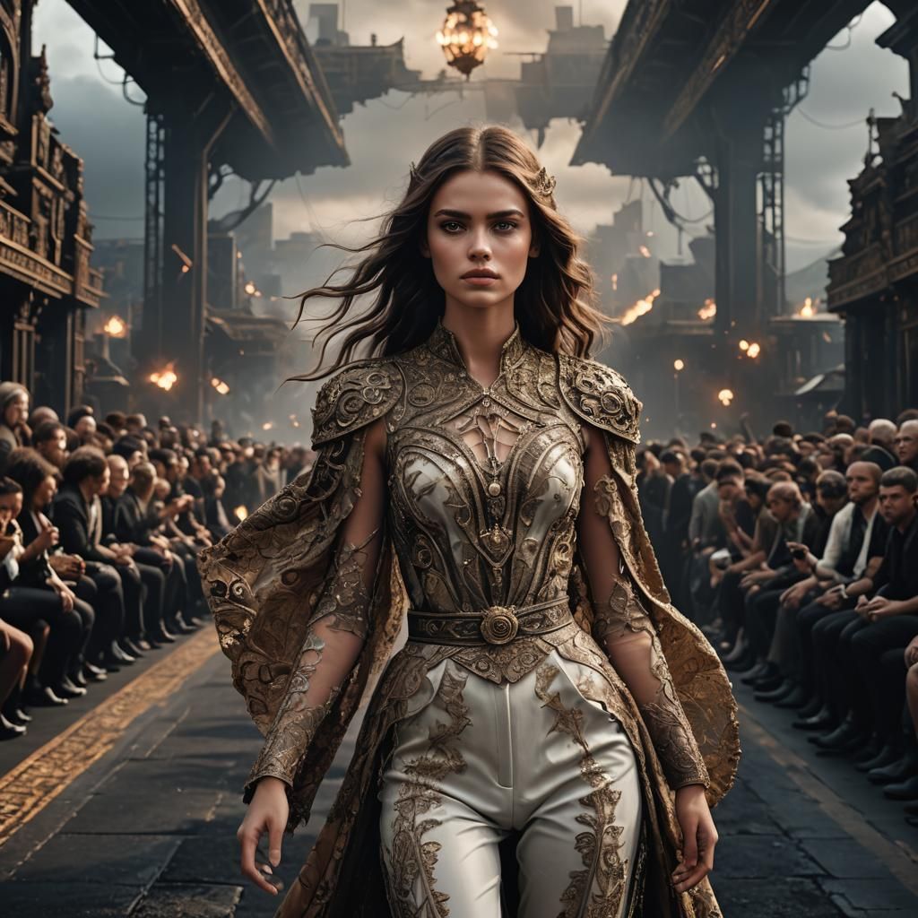 Brown-Haired Model on a Runway: Digital Matte Painting