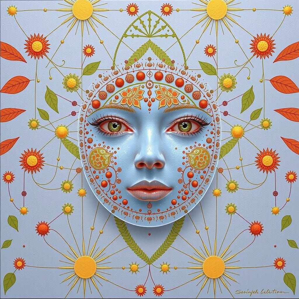 Vibrant Geometric Hyperrealism in Vermillion and Violet