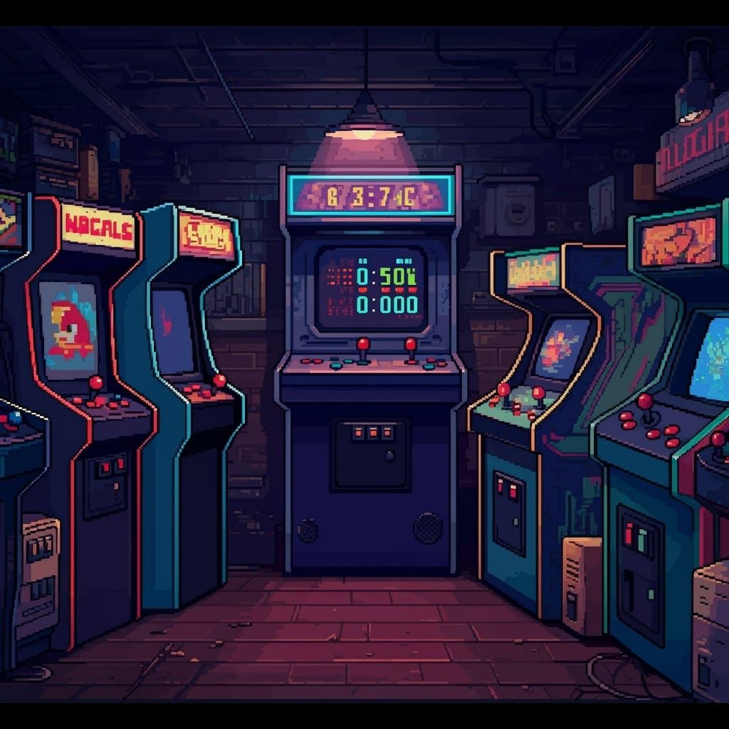 Retro Arcade in 8-Bit Pixel Art Style