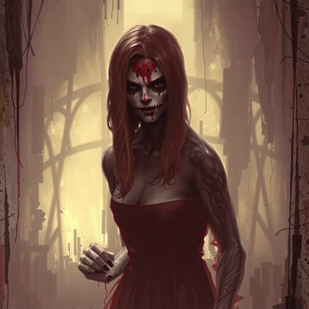 Sinister Goddess with Cursed Hands, Contrasting Colors