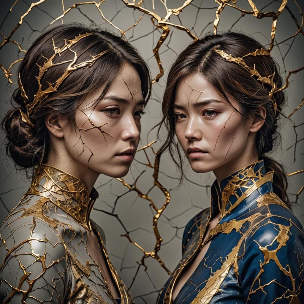 Kintsugi Couple: Hyperrealistic Cinematic Portrait