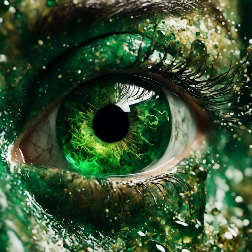 Glass Crafted Green Eye Close-up