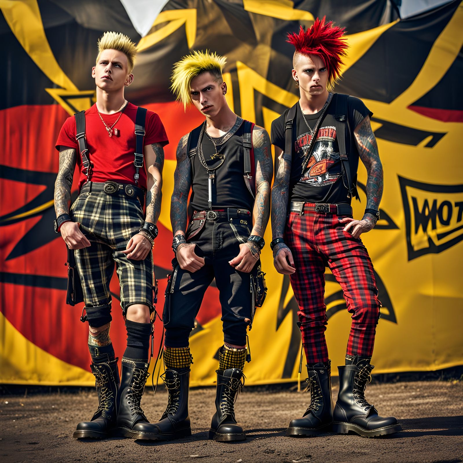 Punk Rockers at Festival in Hyperrealistic Style