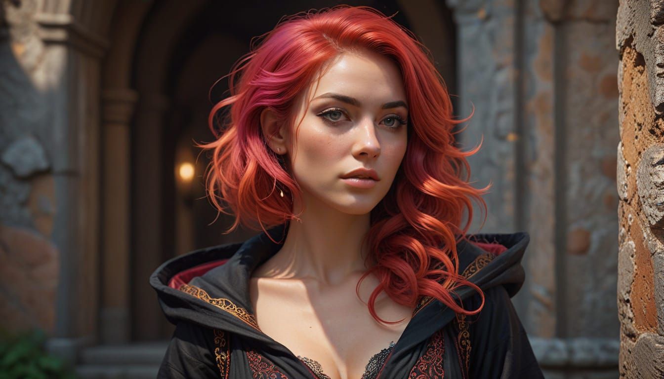 Hyper-Realistic Portrait of an Italian Beauty in Fantasy Rob...