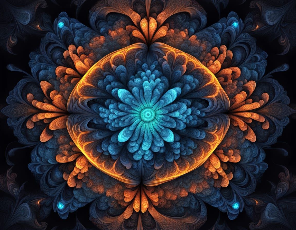 Glowing Fractal Flame in 3D Doodleblend Style
