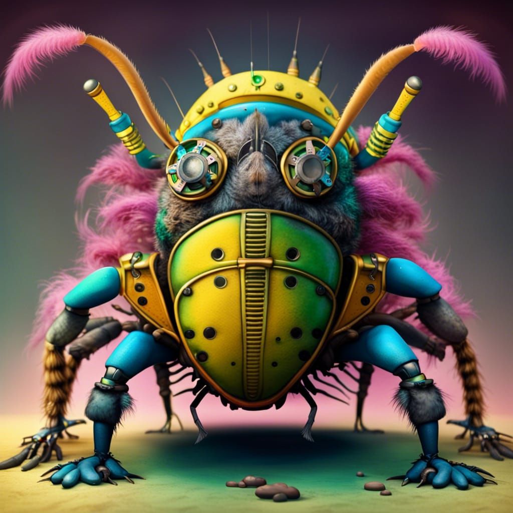 Steampunk Cockroach Creature in School Uniform