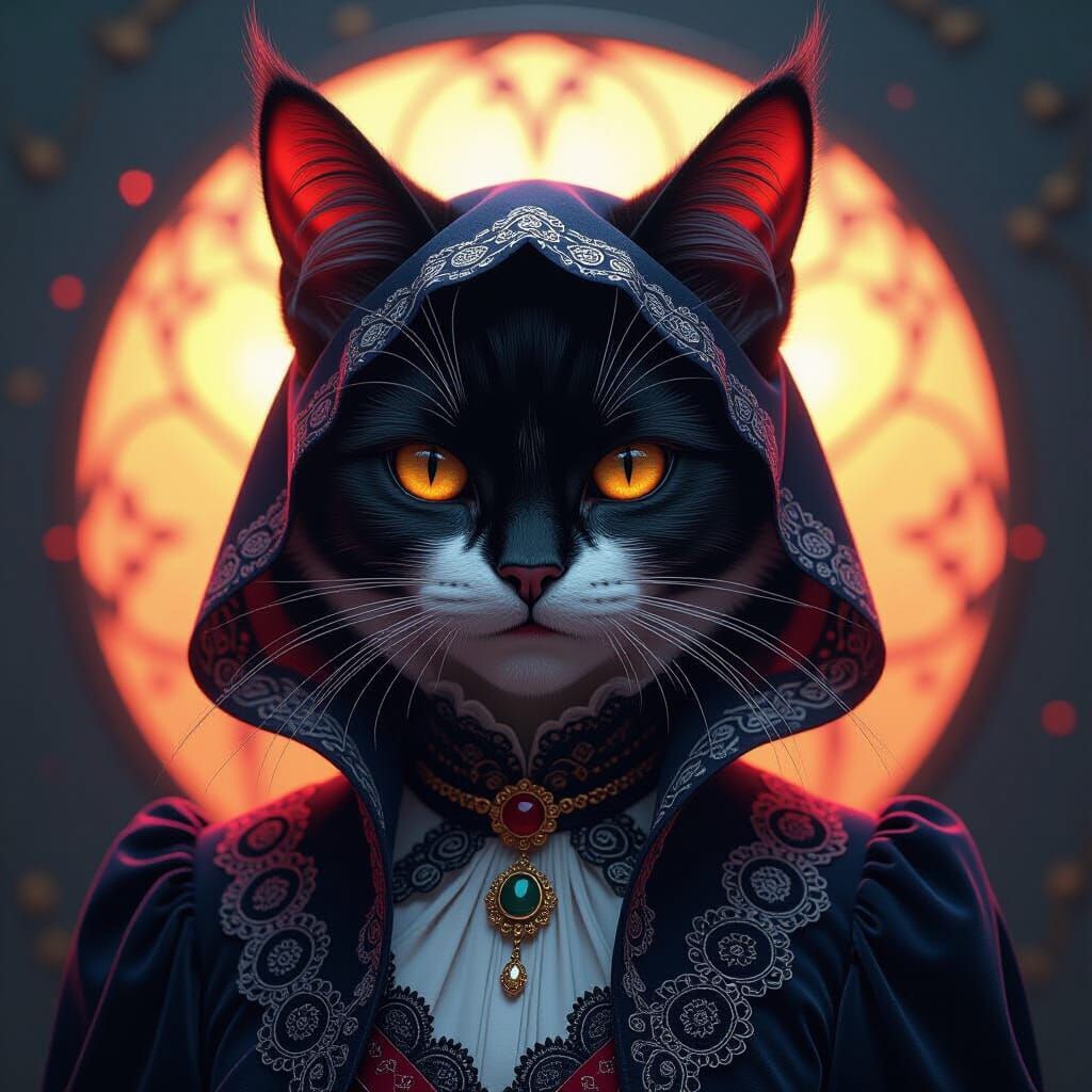 Elegant Devil Nekomata in Neverland Attire