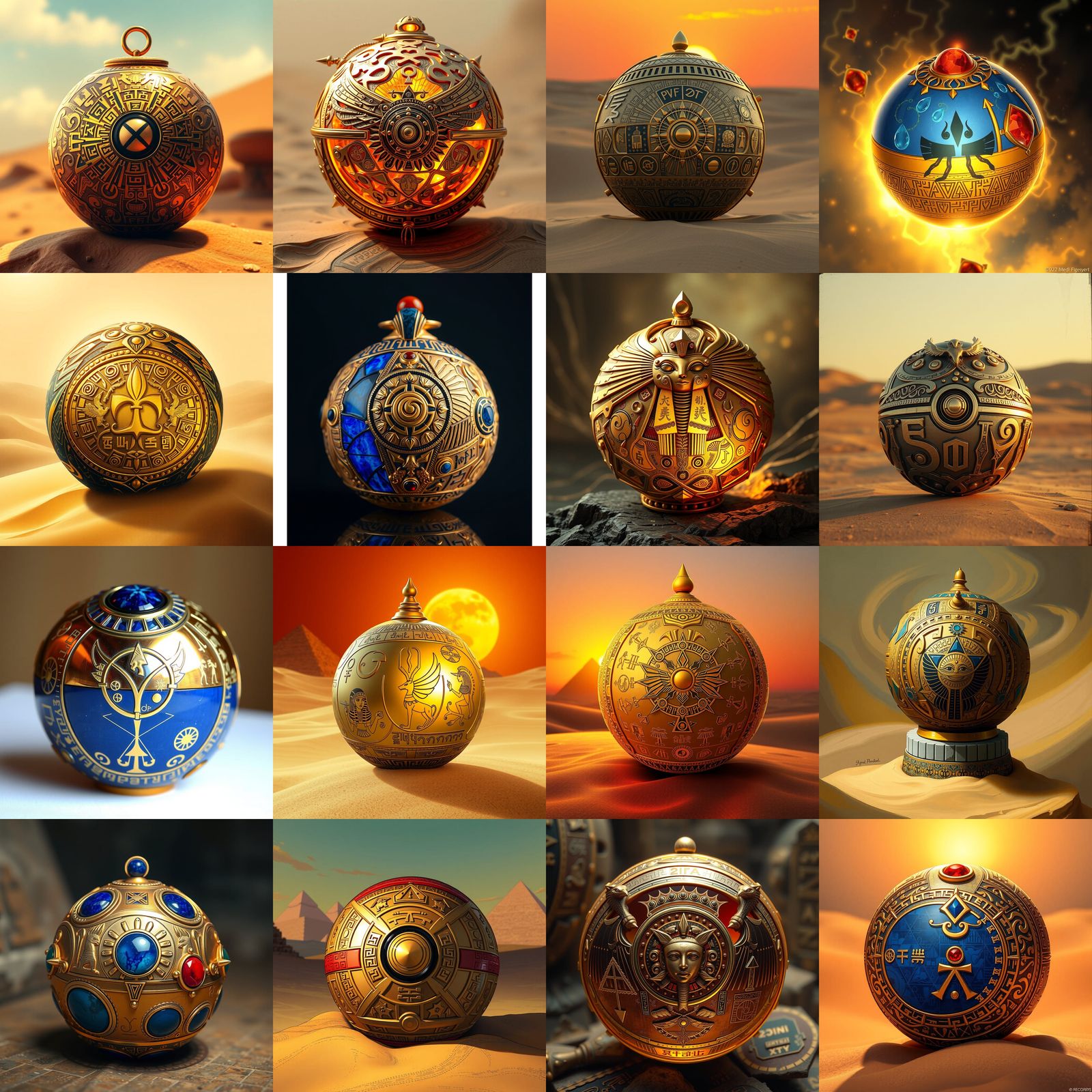 Ancient Egyptian Golden Pokeball with Symbols